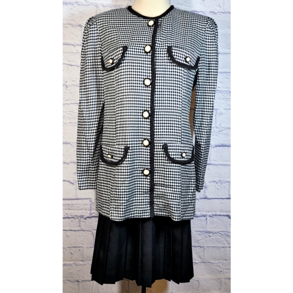 Separate Issue Houndstooth Skirt & Blazer Jacket Suit Set Size 9/10 Retroglam